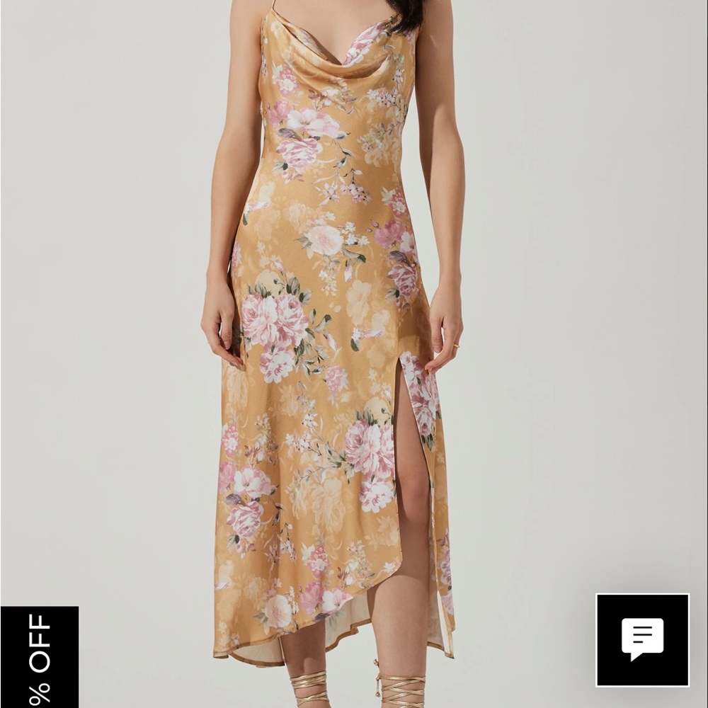 NWT Astr the label Gaia Midi Dress in floral mustard